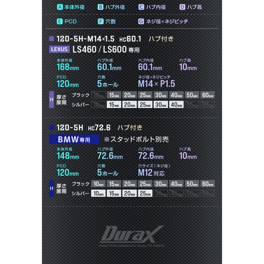 Durax ワイドトレッドスペーサー ワイトレ スペーサー 30mm ブラック 