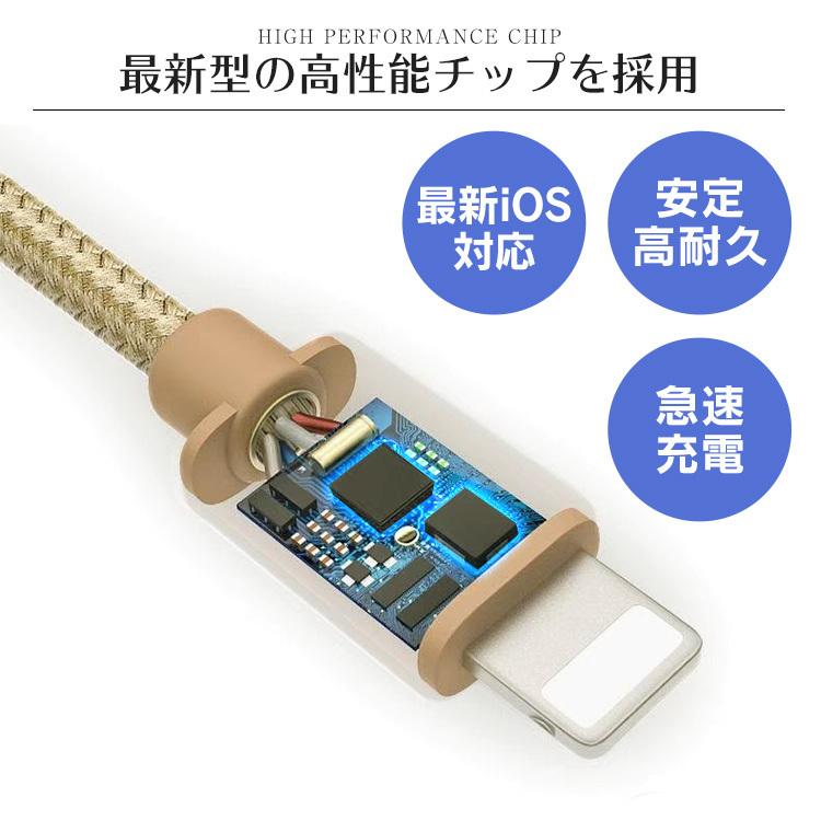 iPhone 充電ケーブル 急速充電 データ通信 強化素材 25cm 50cm 1m 1.5m 2.1A 断線に強い USBケーブル iPod iPad モバイルバッテリー 90日保証 WEIMALL｜w-class｜17