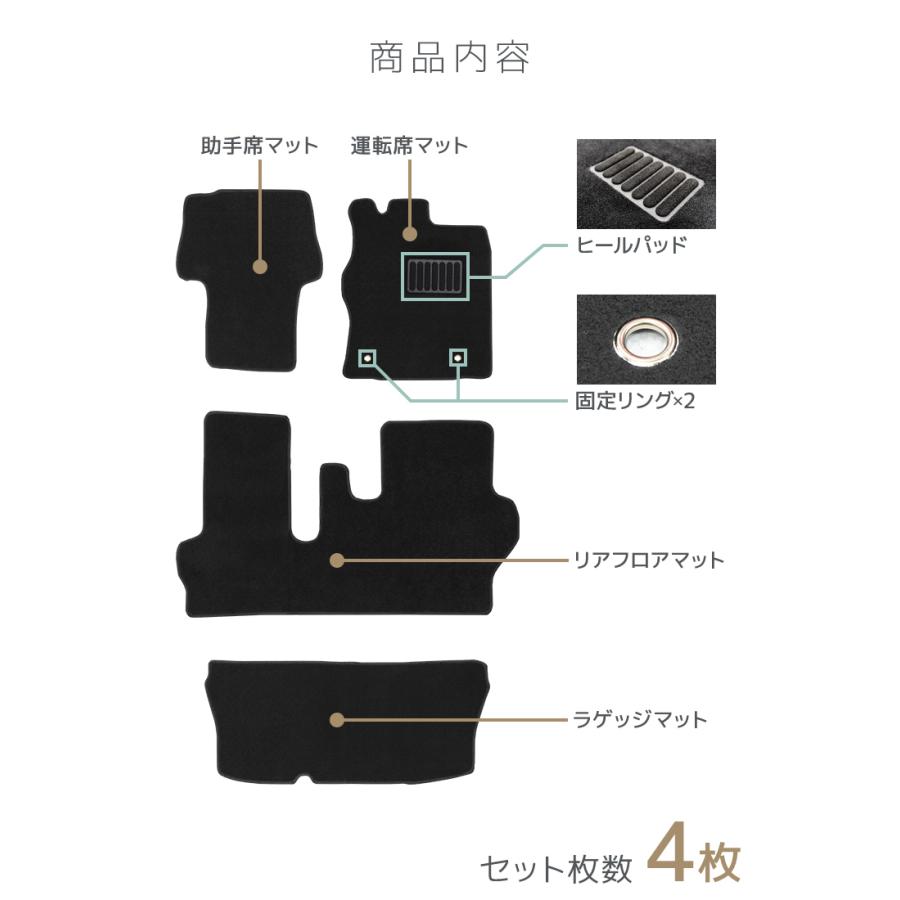 ダイハツ タント タントカスタム フロアマット floormat LA600S LA610S ラゲッジマット カーフロアマット floormat 黒 4点セット WEIMALL |  | 10