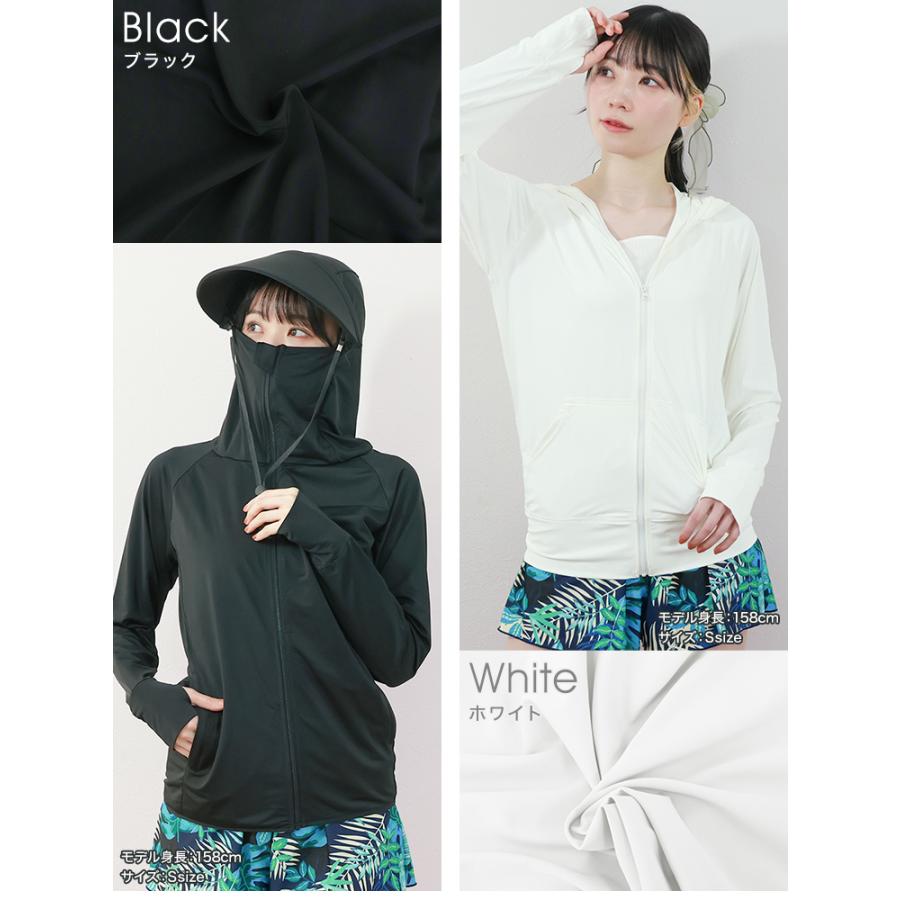 ラッシュガード レディース UVカットパーカー 日焼け対策 冷感パーカー 水着 つば付き あご紐  メンズ UV 指穴 吸水 速乾  紫外線防止 両用 長袖 ストレッチ素材 | WEIMALL | 08