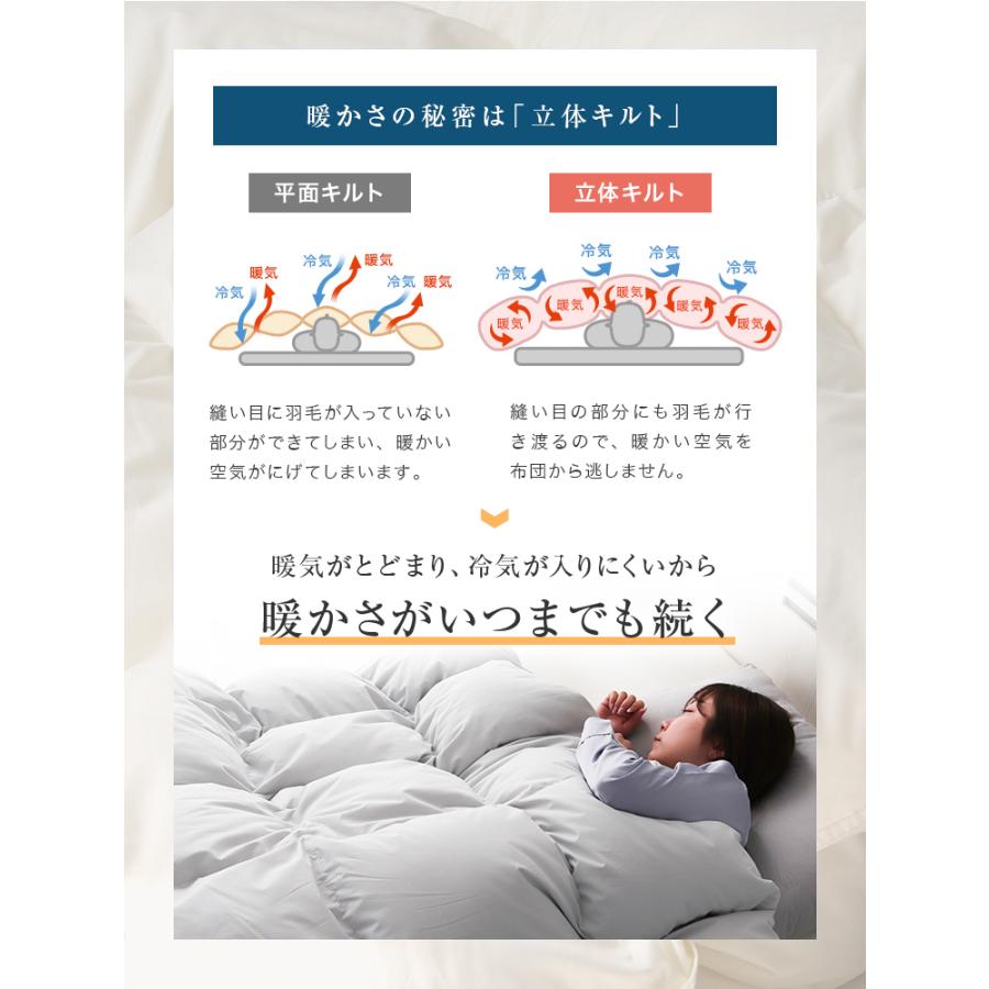羽毛布団 セミダブル 日本製 ホワイトダックダウン93% ロイヤルゴールドラベル 暖かい 冬 抗菌 防臭 防カビ 無地 羽毛 掛け布団 布団 ふとん 寝具 | WEIMALL | 14