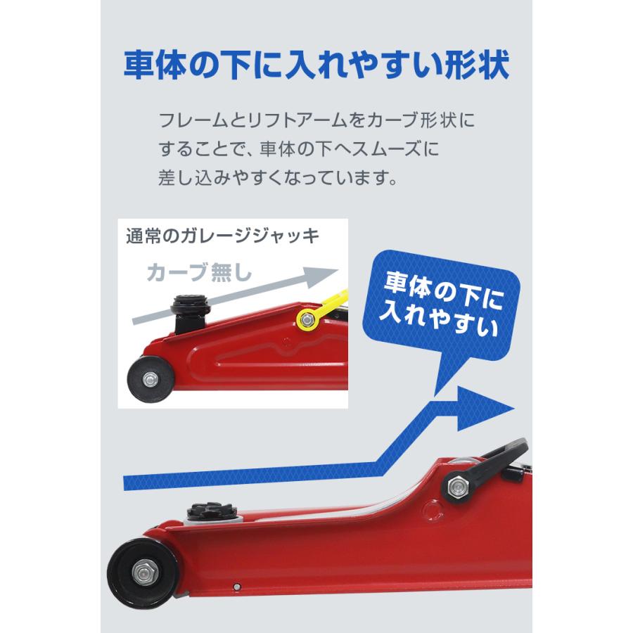ガレージジャッキ 2.5t 油圧 フロアージャッキ 低床 スチール製 車修理