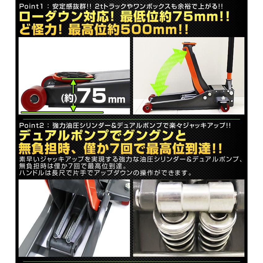 ジャッキ ガレージジャッキ 油圧 3t 3トン フロアジャッキ ローダウン