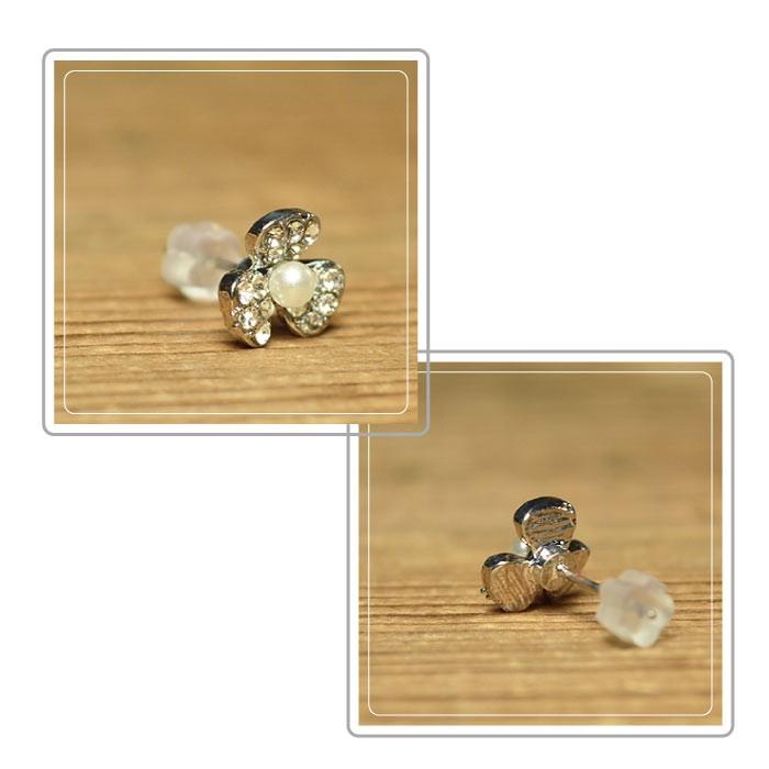 三つ葉フラワー ラインストーン ピアス アクセサリー レディース 限定