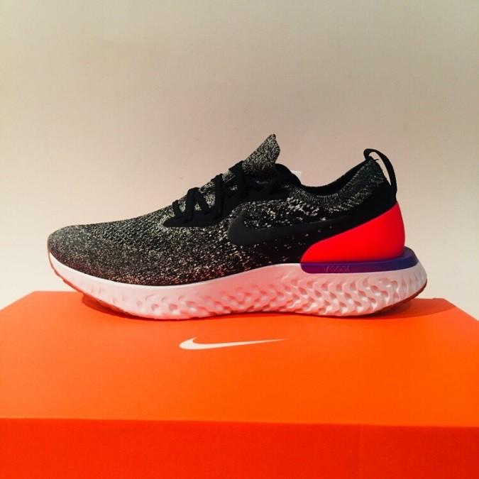 nike epic react flyknit black white red orbit