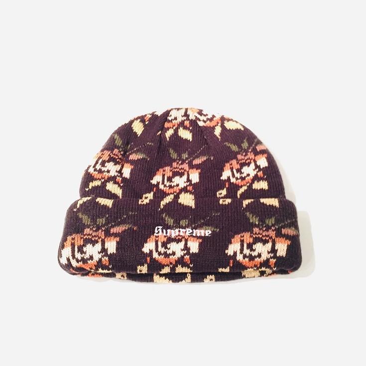 rose jacquard beanie