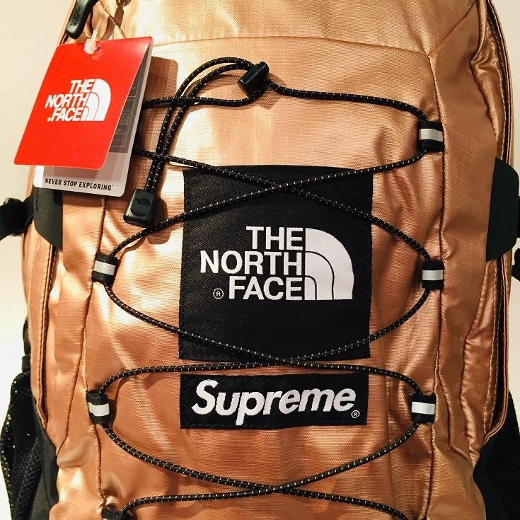 2018SS Supreme×THE NORTH FACE Metallic Borealis Backpack RG Rosegold