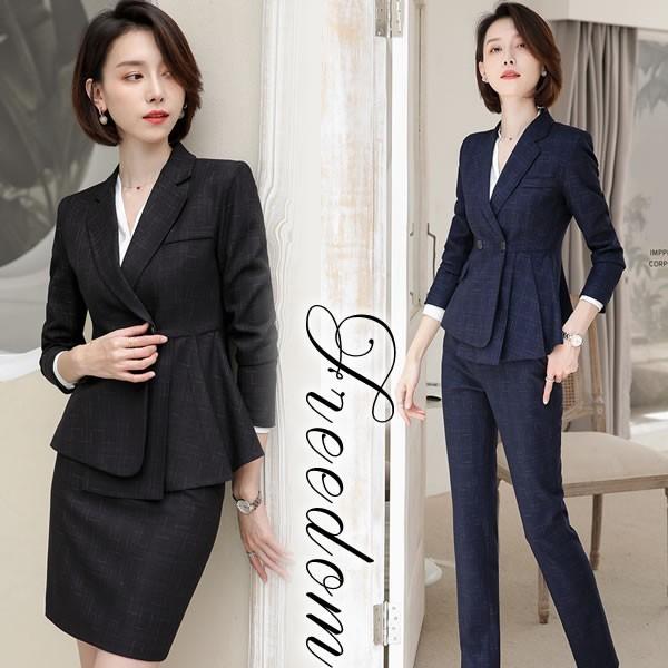 スーツ レディース フォーマルスーツ 秋 冬 セットアップ ツーピース ジャケット パンツ クロップド丈 センタープレス 無地 タイトめ きれいめ 上品 通勤 代 Kimpen Com Mx