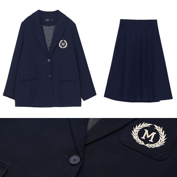 大きいサイズ コスプレ 衣装 刺繍入りジャケット＆プリーツスカートの学校制服風ファッション2点セット 2L 3L 4L 5L 6L サイズ セール_9