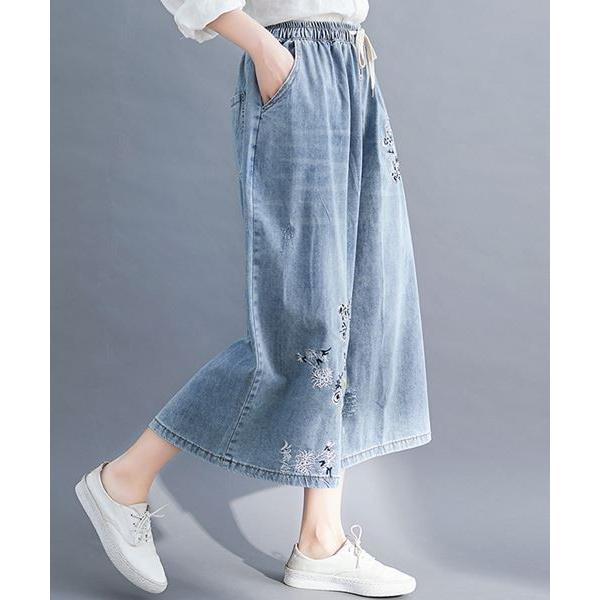 パンツ 単品 デニムパンツ ガウチョパンツ ワイドパンツ 大人