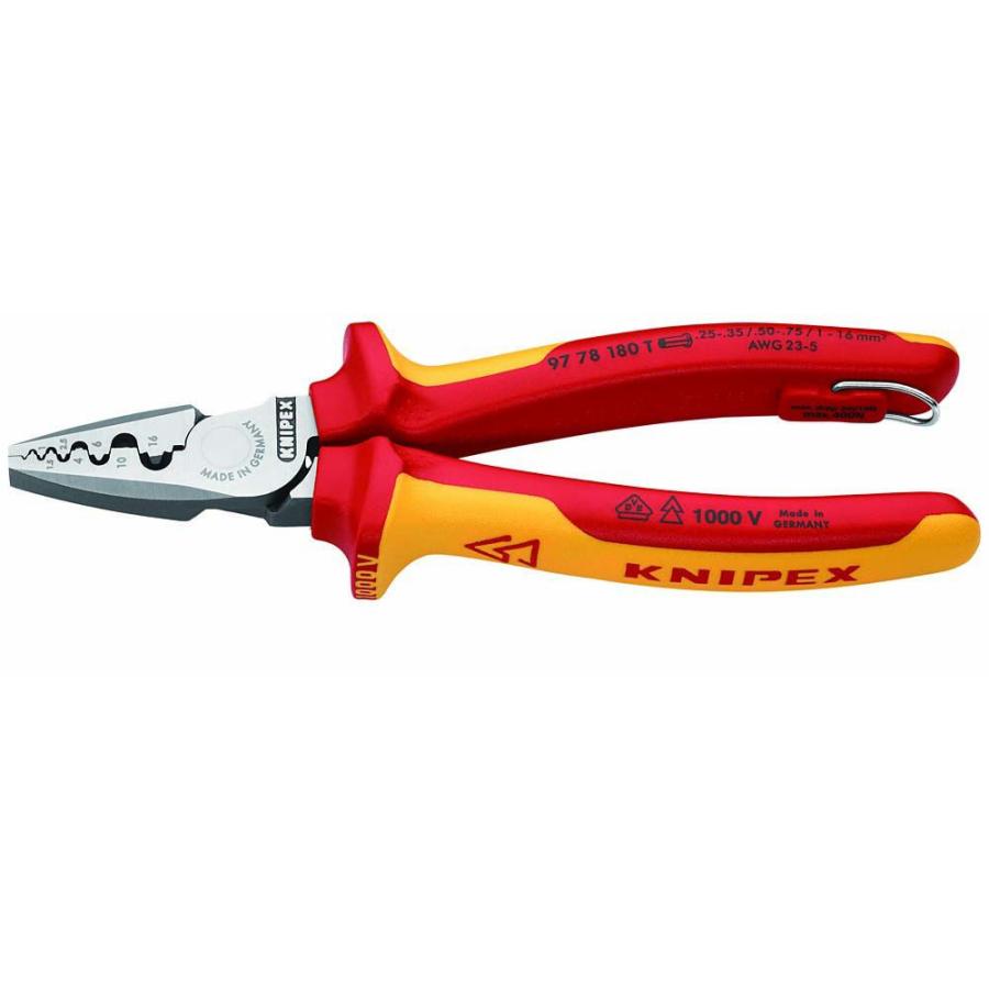 KNIPEX（クニペックス） 絶縁圧着ペンチ 落下防止 BK 9778-180TBK 工具