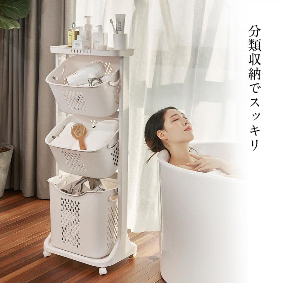 ランドリーバスケット 3段式 キャスター付き 大容量 ランドリーワゴン