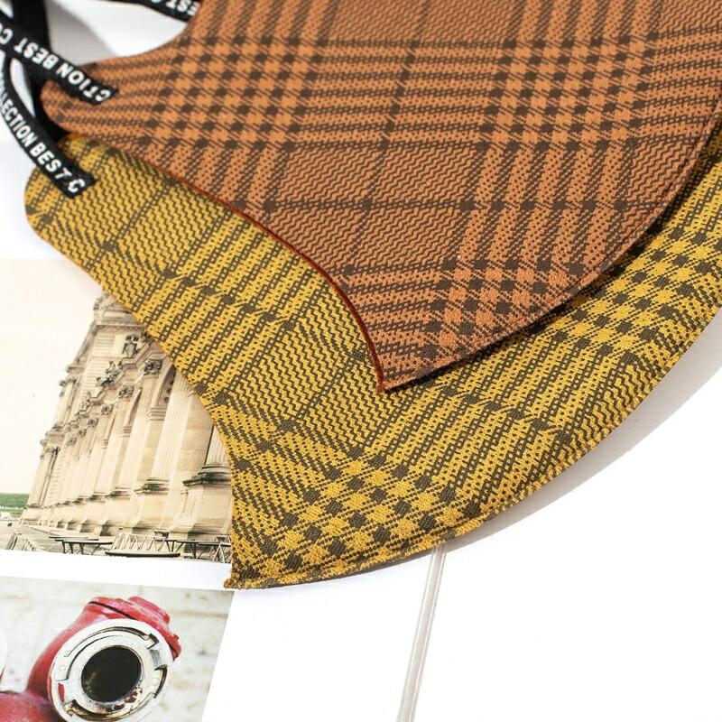 グレンチェックマスク2枚 おしゃれマスク 洗える 立体加工 男女兼用