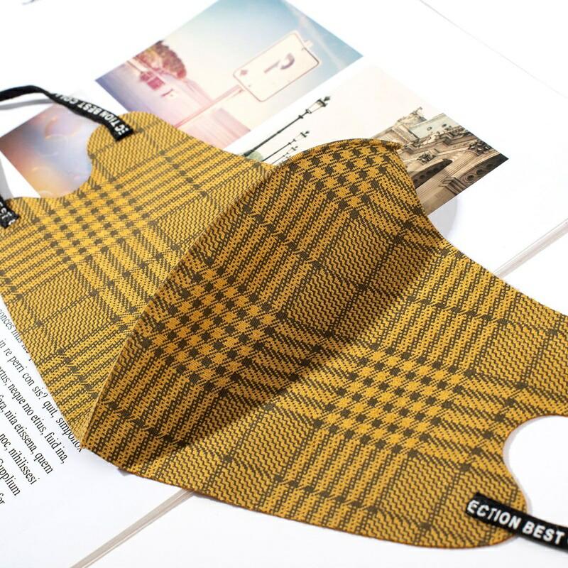 グレンチェックマスク2枚 おしゃれマスク 洗える 立体加工 男女兼用