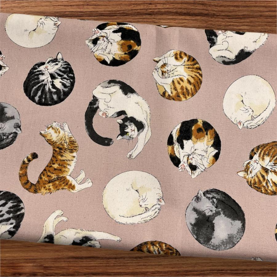 オックス 生地 布 まんまる 猫 ニャンモナイト コスモ 50cm単位 綿100