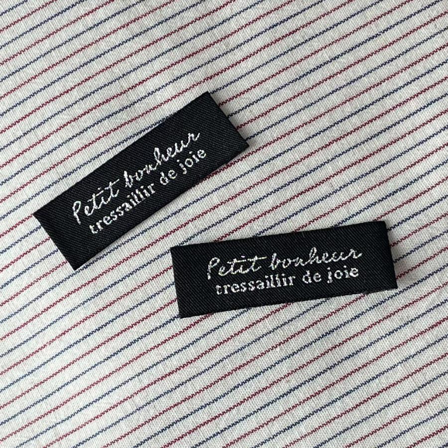 ハンドメイドに刺繍タグ5枚セット‐小さな幸せ（黒地×シルバー） : 手芸