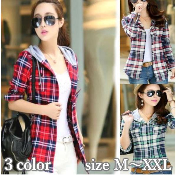 パーカー チェック 柄シャツ レディース 長袖 シャツ おしゃれ 秋 冬 春 R014 ぴっく 通販 Yahoo ショッピング