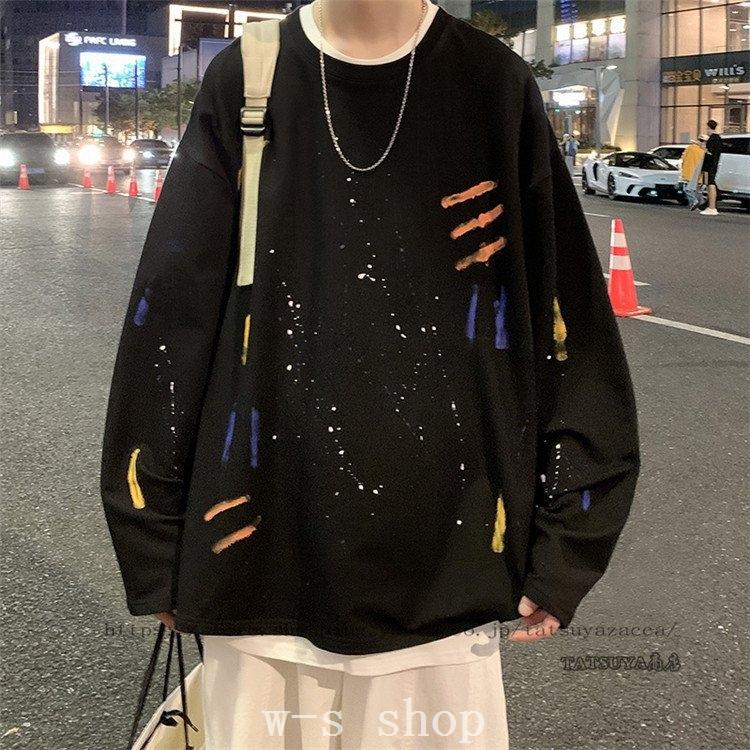Tシャツメンズ長袖トレーナー肩落ちルーズクルーネックロングtシャツ着まわしカジュアル体型カバーかっこいい韓国ファッション個性的 Ws W S Shop 通販 Yahoo ショッピング