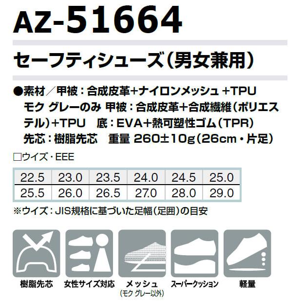 アイトス 作業服 AITOZ セーフティシューズ AZ-51664 22.5cm アイトス 作業服 AITOZ セーフティシューズ AZ-51664 22.5cm