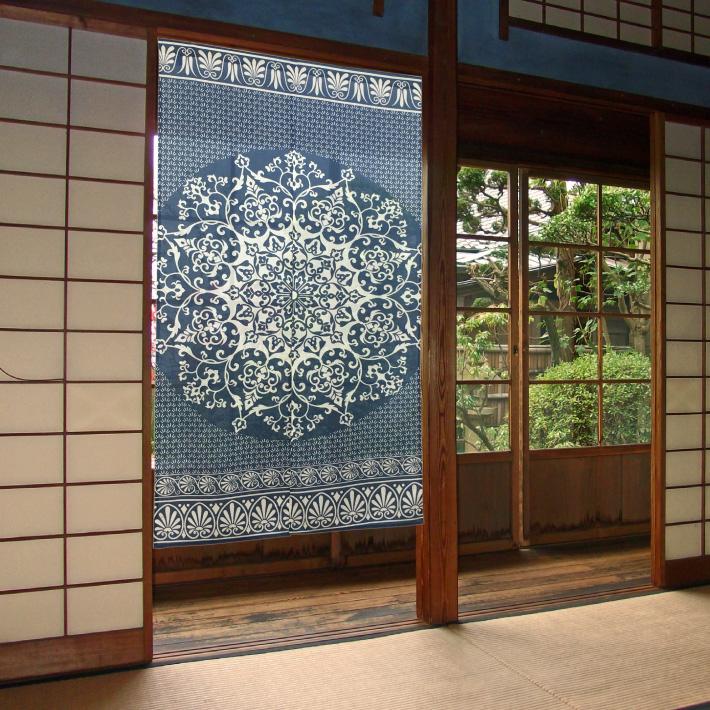 のれん 陶 85×150cm おしゃれ 和柄 和室 和風 陶器 やわらかい 風合い