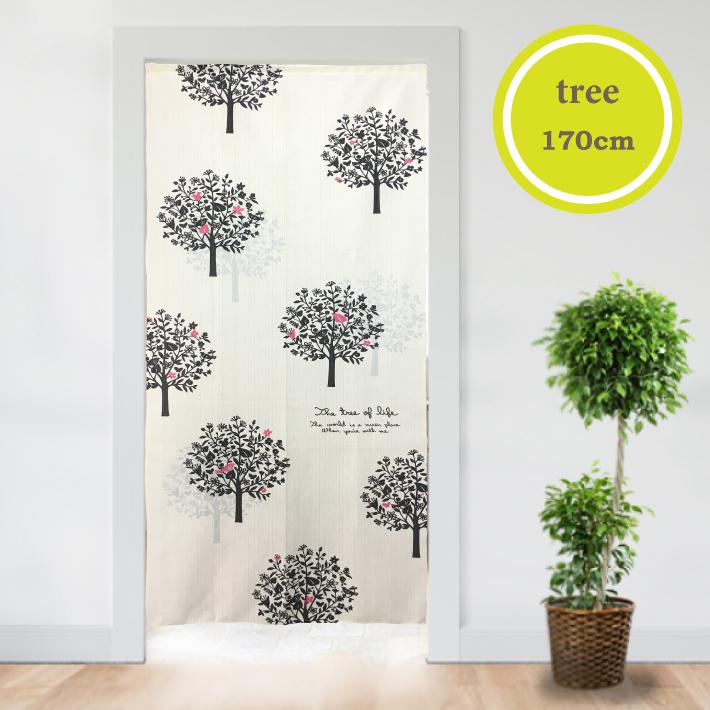 のれん おしゃれ かわいい ナチュラル 洗える 暖簾 北欧調 ロング 170丈 目隠し 間仕切り ツリー W0026 W Style Interior 通販 Yahoo ショッピング