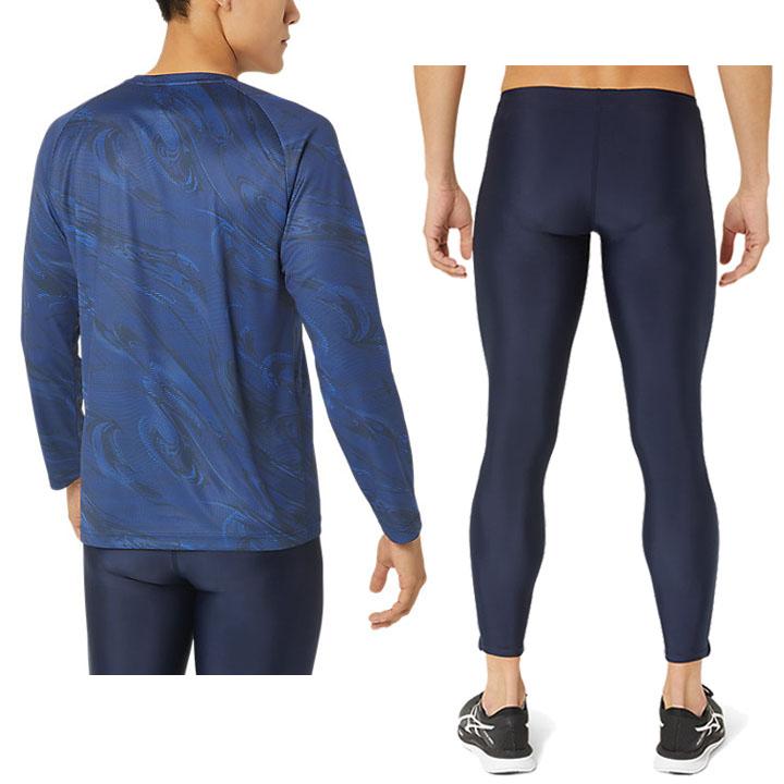 ASICS アシックス 総柄長袖Tシャツ ロングタイツ メンズ 上下 asics 