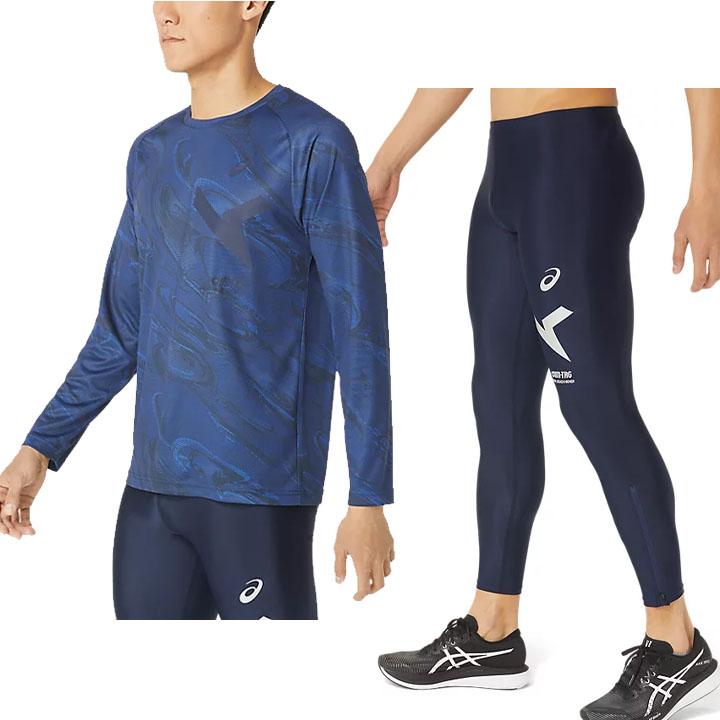 ASICS（アシックス） 総柄長袖Tシャツ ロングタイツ メンズ 上下 asics