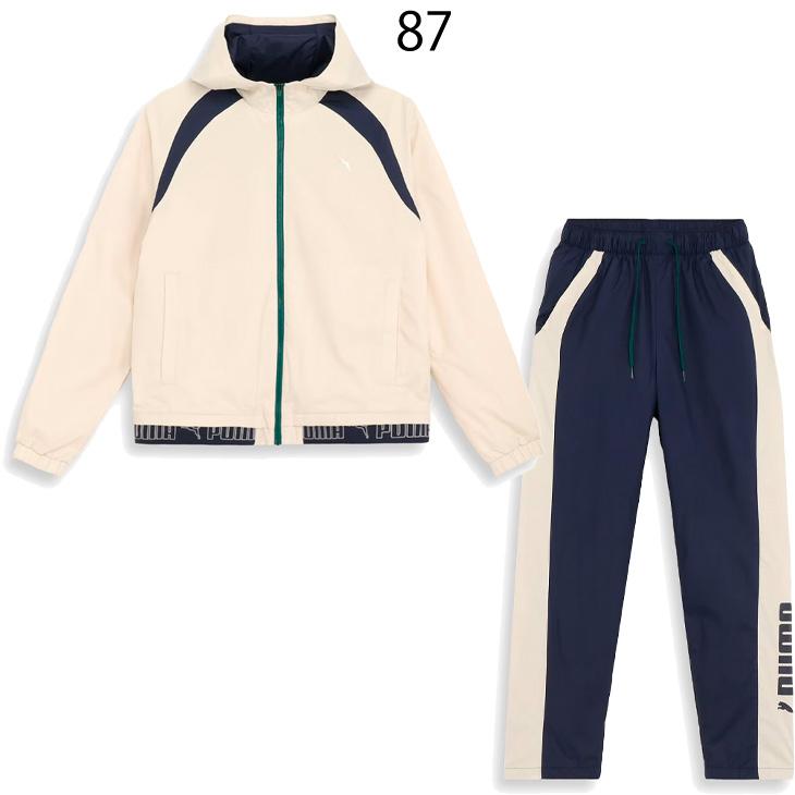 【美品】PUMA プーマ　ウィンドブレーカー　セットアップ　ブルー　ホワイト PUMA（プーマ） ウィンドブレーカー 上下 レディース トレーニング