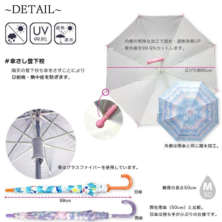 日傘 かさ 子供用 女の子 50cm 子ども オレンジボンボン orange bonbon