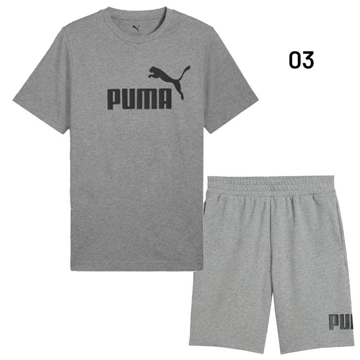 Puma ダークグレー シャツとショートパンツセット PUMA プーマ キッズ 半袖 ポリ Tシャツ アンド ショーツセット