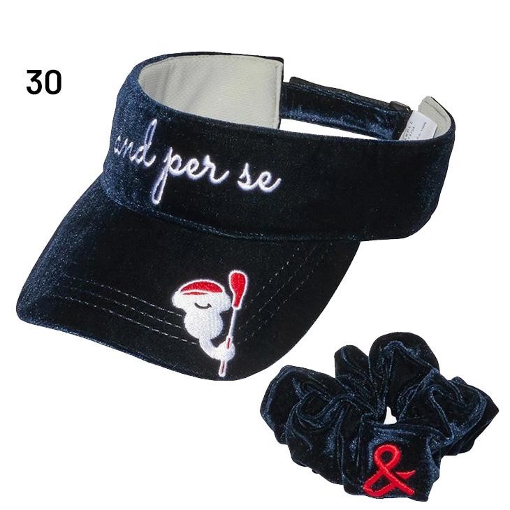 and per se（アンパスィ） サンバイザー レディース 帽子 シュシュ付き