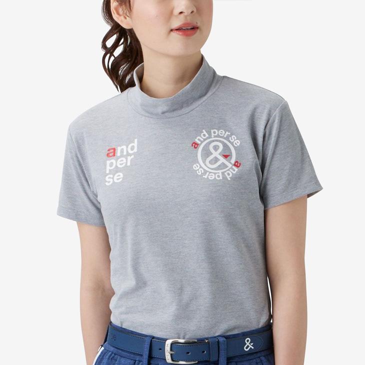 and per se アンパスィ 半袖 モックネックシャツ レディース