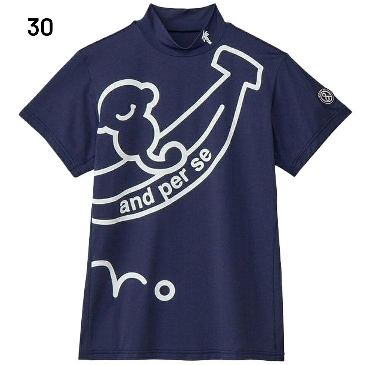 and per se（アンパスィ） 半袖 モックネックシャツ レディース ゴルフ