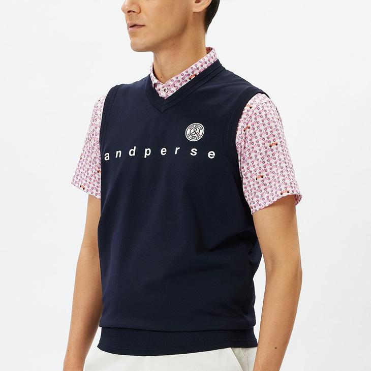 and per se アンパスィ ベスト M Vネック ゴルフウェア 美品 and per se（アンパスィ） メンズ ゴルフウェア and per se GOLF