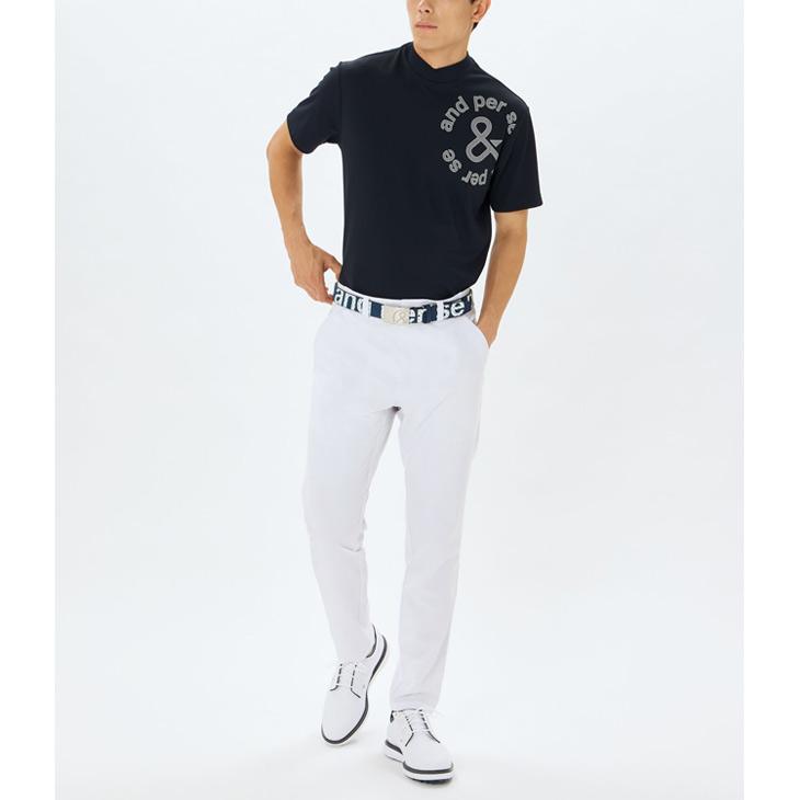 and per se ホワイト ストレートパンツ and per se（アンパスィ） ゴルフパンツ メンズ ゴルフウェア スイング