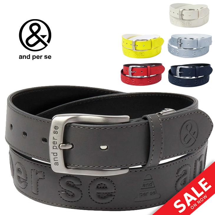 アンパスィ and per se ゴルフ ベルト メンズ ロゴエンボスベルト AMS7404 and per se（アンパスィ） ゴルフ用ベルト メンズ ロゴエンボスベルト
