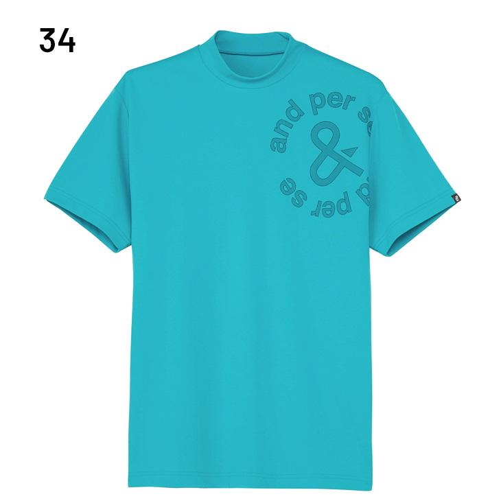 and per se アンパスィ 半袖 モックネックシャツ メンズ ゴルフウェア