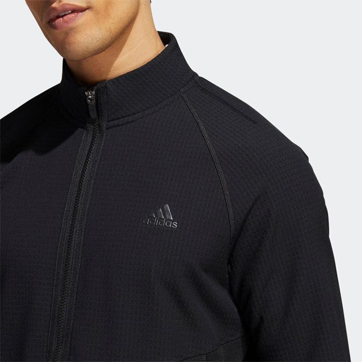 新品adidas ジップアップジャケット 黒　フリースセットアップ　ゴルフ秋冬 adidas アディダス メンズ ブルゾン ゴルフウェア GOLF 長袖