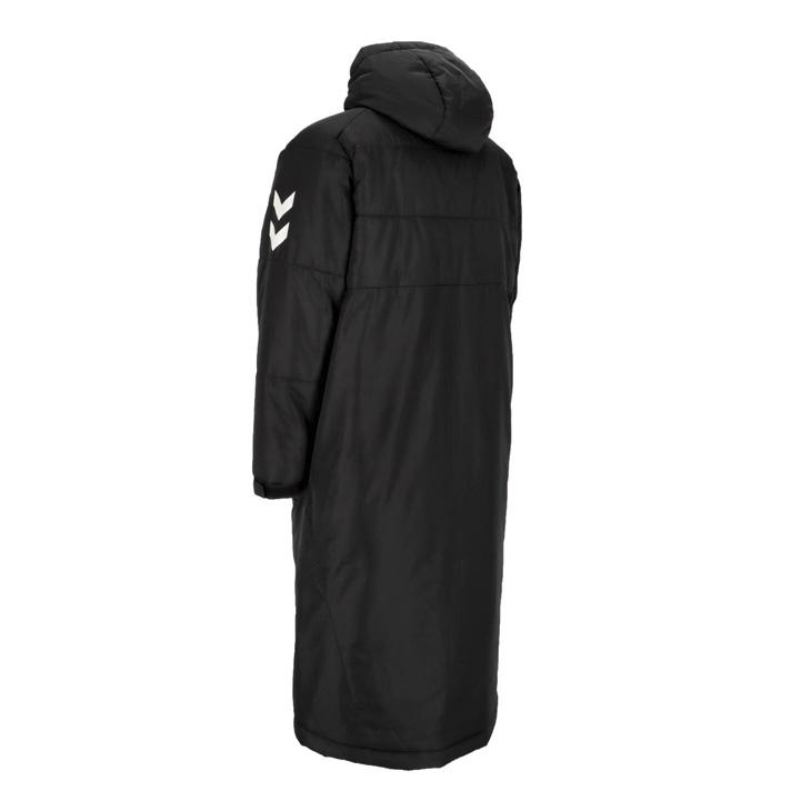 hummel 黒 フード付き ベンチコート hummel（ヒュンメル） 中綿コート メンズ ユニセックス パデッドロング