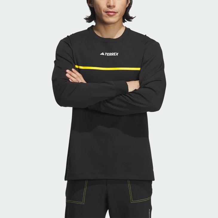 アディダス 長袖Tシャツ メンズ adidas TERREX テレックス アウトドアウェア クルーネック プリント ロンT ルーズフィット 男性用 メンズウェア 黒 白 /HBR53｜w-w-m｜04