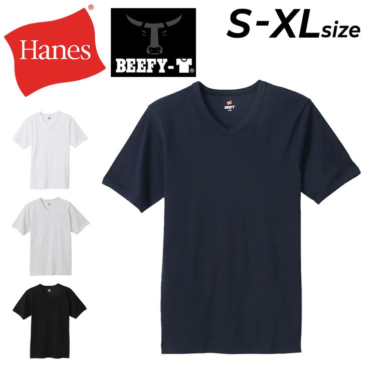 Hanes（ヘインズ） ビーフィー メンズ 半袖 リブ Vネック Tシャツ 1枚