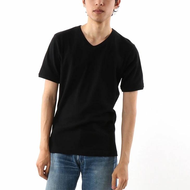 Hanes（ヘインズ） ビーフィー メンズ 半袖 リブ Vネック Tシャツ 1枚