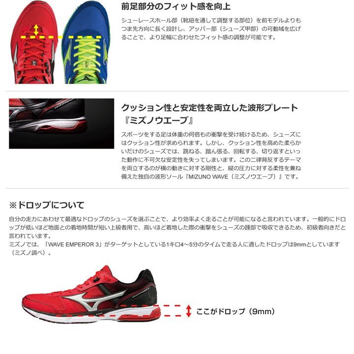 ランニングシューズ メンズ レディース Mizuno ミズノ WAVE EMPEROR