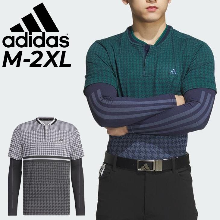 adidas golf アディダスゴルフ 総柄 デザイン ポロシャツ ウェア adidas アディダス ポロシャツ 半袖 メンズ ゴルフウェア GOLF