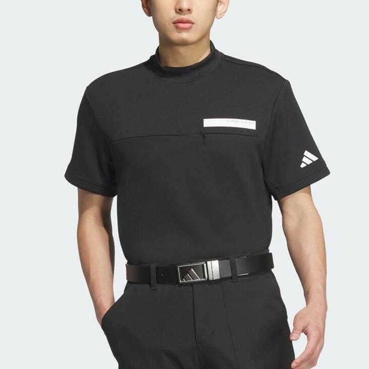 新品　アディダス　adidas ゴルフ　モックネック　ブラック　セットアップ　L adidas アディダス モックネックシャツ 半袖 メンズ ゴルフ