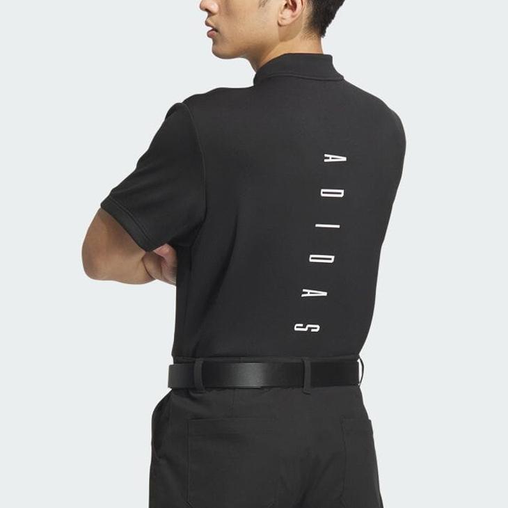 ゴルフウェア　adidas メンズ　モックネック　　　　ブラック★新品・未使用 adidas アディダス モックネックシャツ 半袖 メンズ ゴルフ
