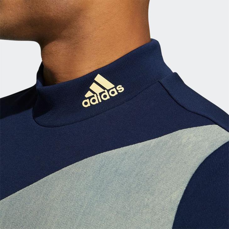 アディダス メンズ ゴルフウェア adidas GOLF 半袖 モックネック ビッグロゴ 男性 紳士用 ゴルフシャツ メンズウェア 黒 紺 きいろ 黄色 ブラック /MBI50｜w-w-m｜07