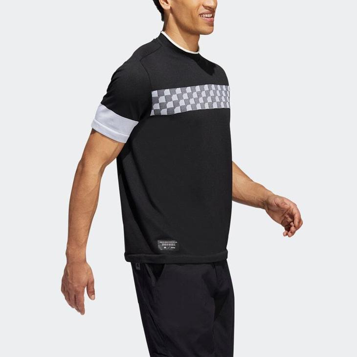 adidas - adidas アディダス ロゴ モックネック ゴルフ ウェア 半袖 シャツ 人気 adidas ポロシャツ ビッグ アディダスロゴ 半袖モックネック
