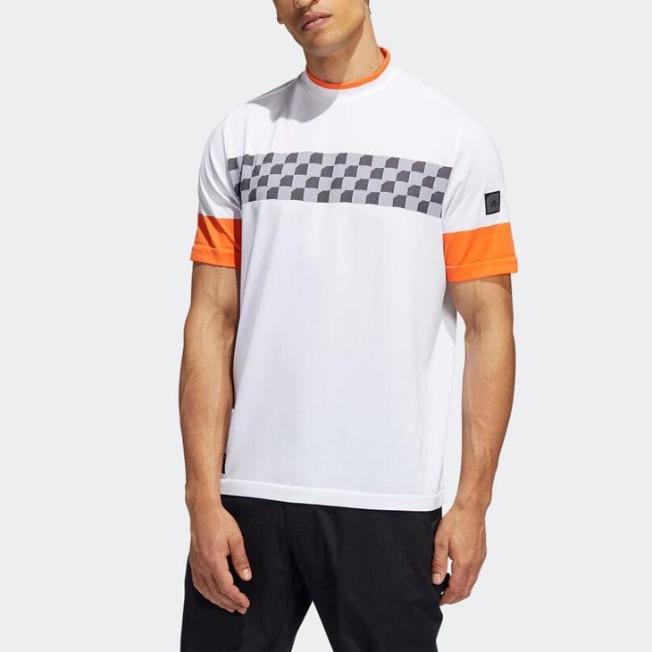 1piu1uguale3 GOLF 総柄　モックネック　半袖シャツ　メンズ　ロゴ 未使用】1piu1uguale3 GOLF モックネック半袖シャツ サイズ3