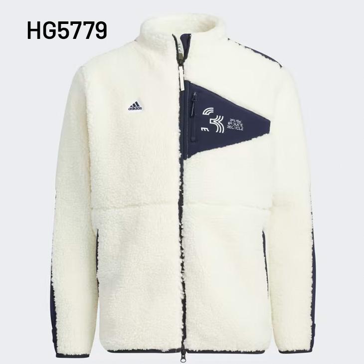 新品   Golf ボアフリースジャケットM ホワイト adidas アディダス ボアジャケット 裏起毛 メンズ ゴルフジャケット